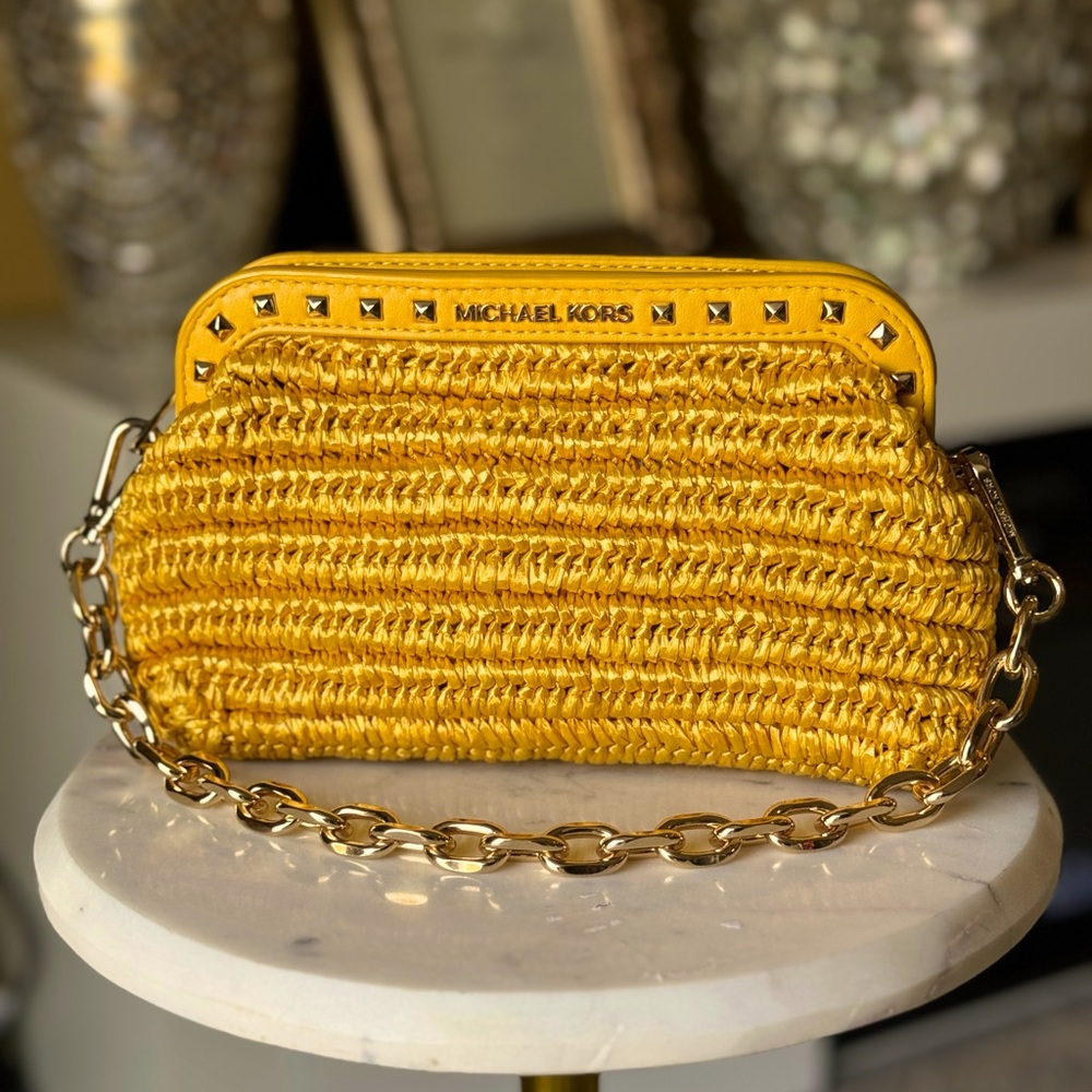 Beautiful Michael Kors purse with gold accents/handle + removable straps.